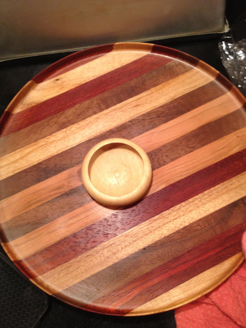 Cherry, Padauk & Canary wood Plate (8" diameter)
