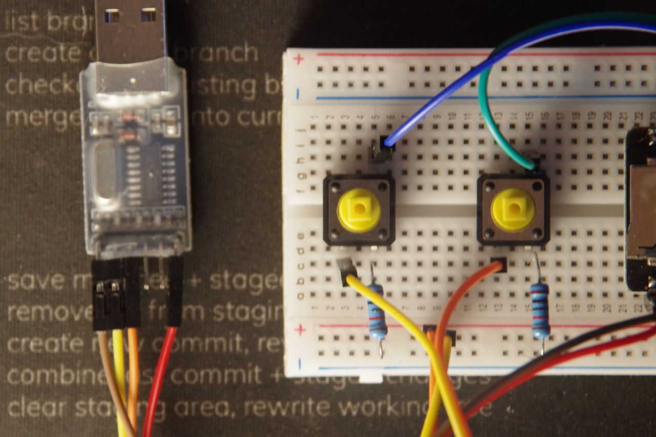 Connect the USB to TTL adapter to the breadboard