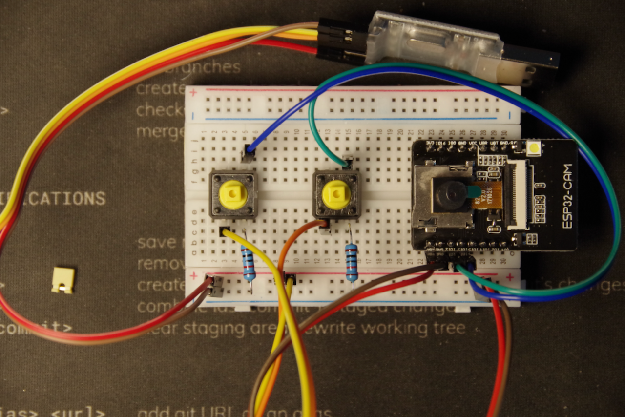 Connect the ESP32-CAM board to the breadboard