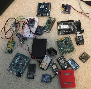 Large collection of microcontrollers and sensors